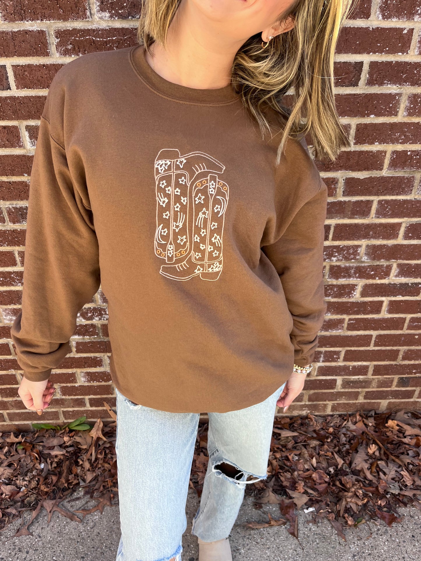 Cowgirl Up Embroidered Crew